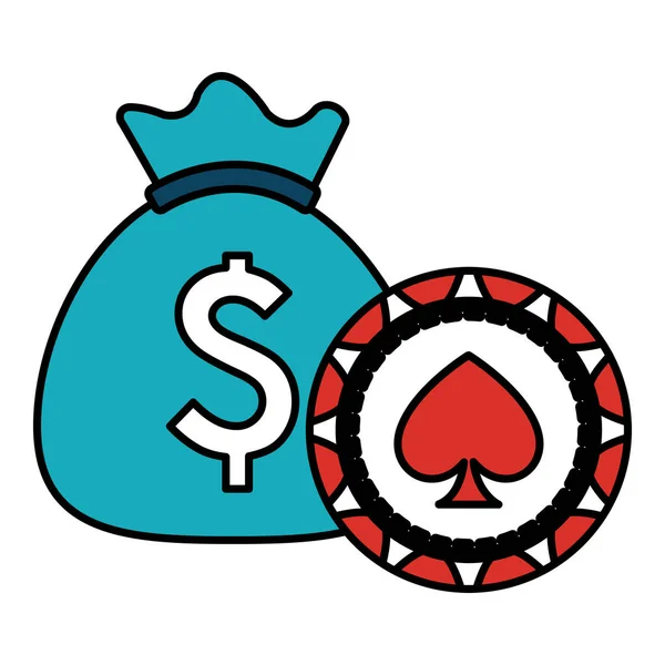 Fichas de casino com ícones de dinheiro —  Vetores de Stock