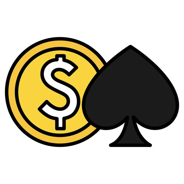 赌场挑选符号与货币向量插图设计 — 图库矢量图片