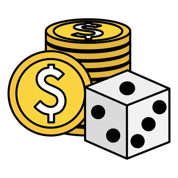 Dés de casino avec des icônes d'argent — Image vectorielle