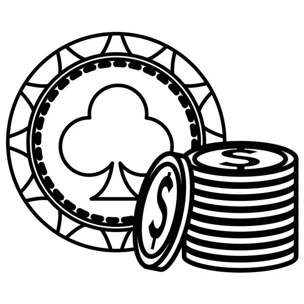 Jetons de casino avec des icônes d'argent — Image vectorielle