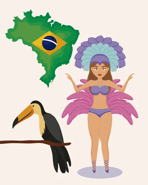 Conjunto de ícones da cultura brasileira — Vetor de Stock