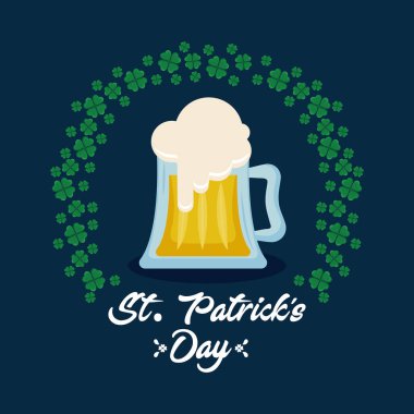 bira ile dairesel çerçeve yonca St patrick günü