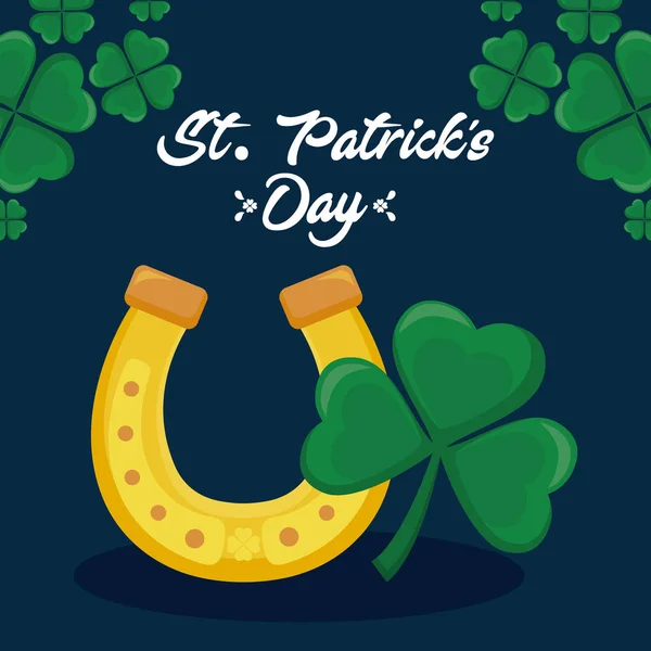 Horseshoe with clovers of st patrick day — Stock Vector