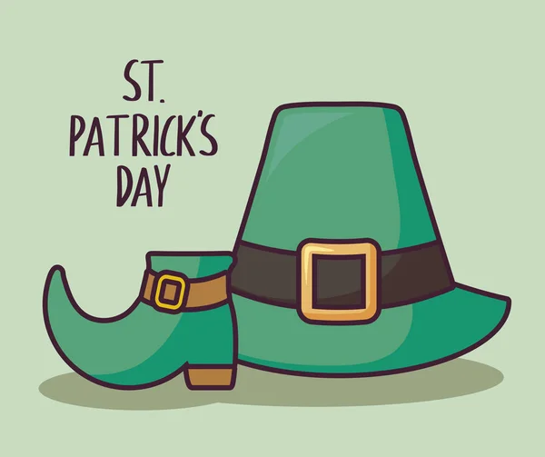 Leprechaun hat with boot of st patrick day — Stock Vector