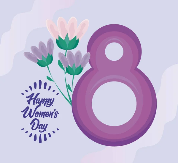 Feliz mujer día tarjeta con número ocho fecha — Archivo Imágenes Vectoriales