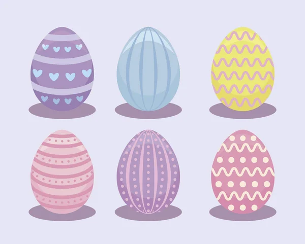 Ensemble d'oeufs pour le jour de Pâques heureux — Image vectorielle