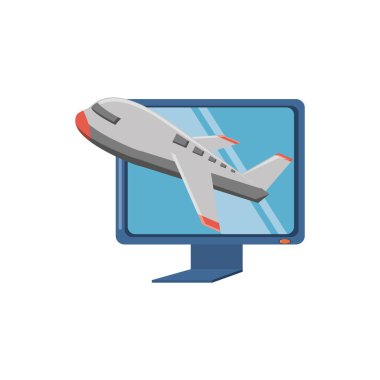Uçak yolculuğu ile monitör bilgisayar