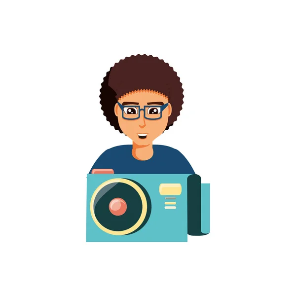 Man met fotografische camera — Stockvector