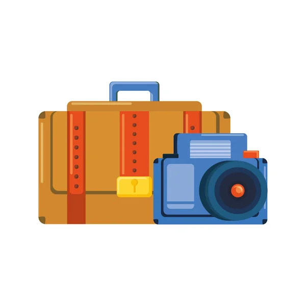 Koffer reizen met fotografische camera — Stockvector