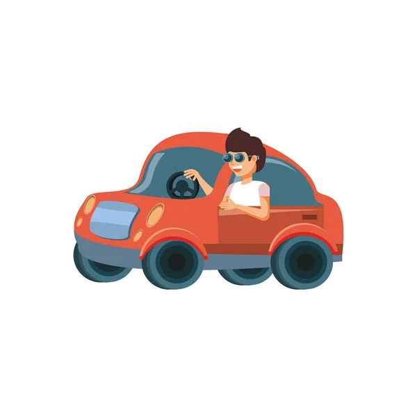 Junger Mann fährt Auto — Stockvektor