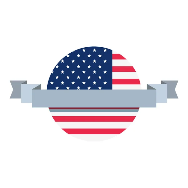 Amerikanische Flagge rundes Banner Zeichen — Stockvektor