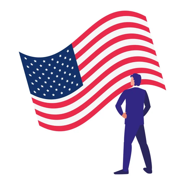 Hombre de negocios símbolo de la bandera americana — Vector de stock