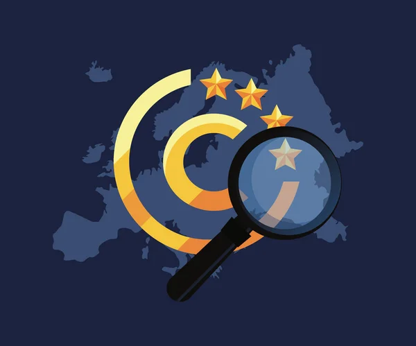 European Union Regulation Analysis Copyright Vector Illustration — Stock Vector