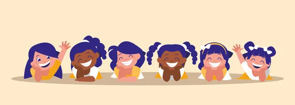 Mignonnes petites filles personnage avatar heureux — Image vectorielle