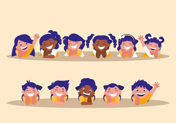 Groupe de mignon enfants avatar personnage — Image vectorielle