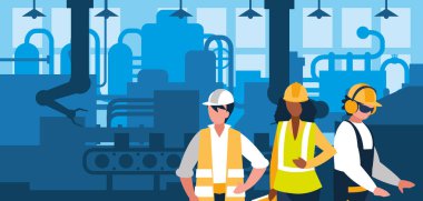 takım iş insanlar fabrika sahnesinde