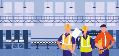 takım iş insanlar fabrika sahnesinde