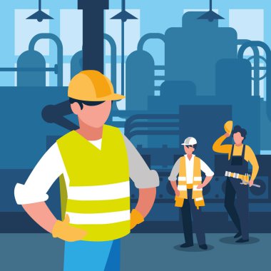 takım iş insanlar fabrika sahnesinde