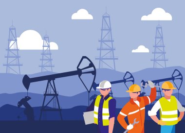 takım işçiler petrol çıkarma