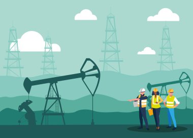 takım işçiler petrol çıkarma