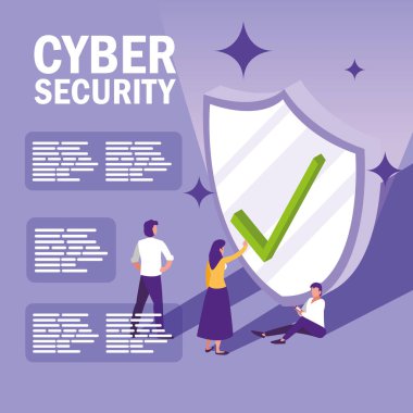 kalkan ve siber güvenlik özellikli mini insanlar