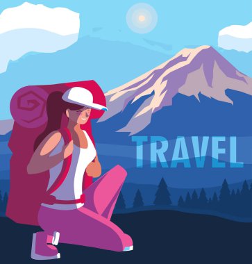 Gezgin ile dağlık manzara