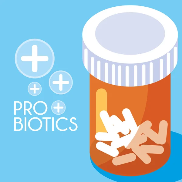 Láhev léky probiotika ikona — Stockový vektor