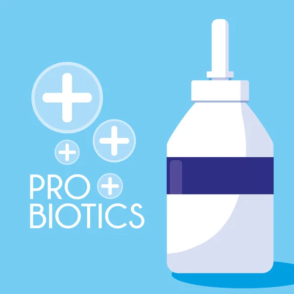 Flaska läkemedel probiotika ikonen — Stock vektor