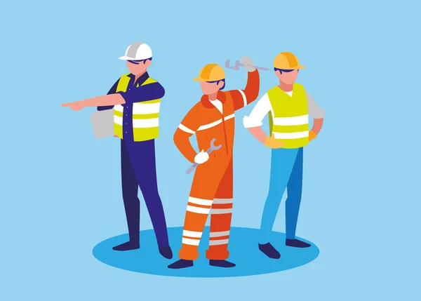 Grupo de trabajadores industriales avatar carácter — Vector de stock