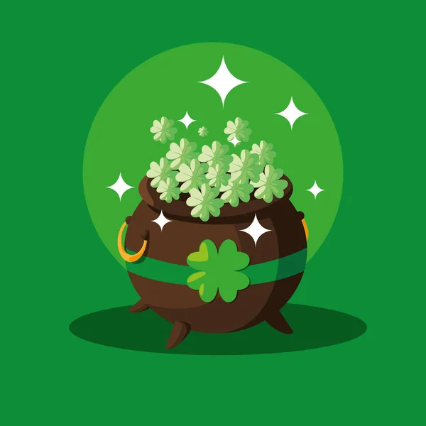 San Patricio Día Con Caldero Tréboles Vector Ilustración Diseño — Archivo Imágenes Vectoriales