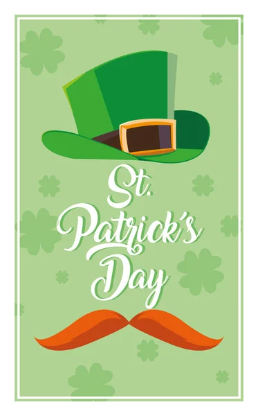 St patrick day with leprechaun hat and moustache — Stock Vector