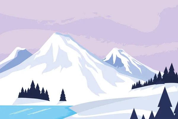 Snowscape natur scen ikonen — Stock vektor
