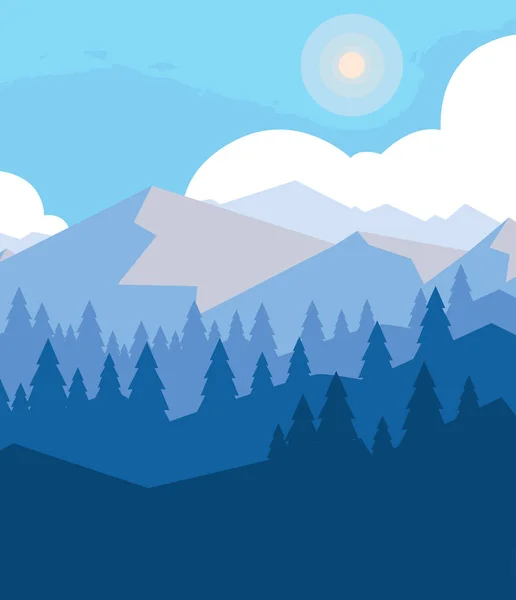 Paysage scène montagneuse icône — Image vectorielle
