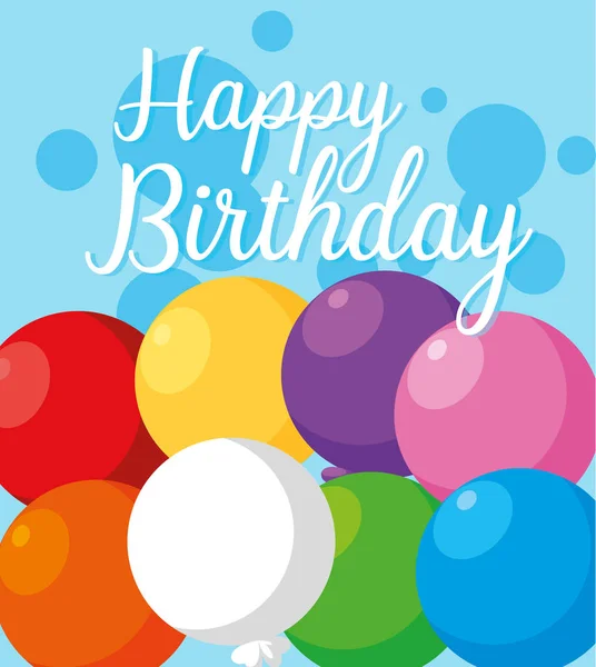 Všechno nejlepší k narozeninám karta s balónky helium — Stockový vektor