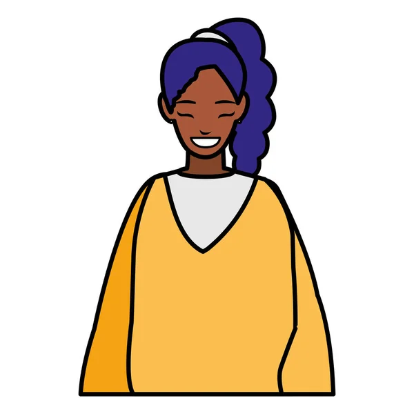 Vacker och ung svart kvinna character — Stock vektor