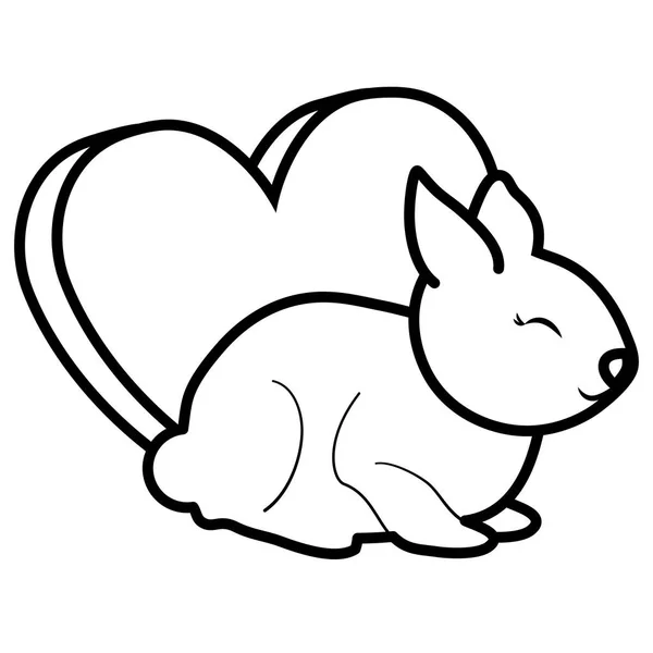 Ładny i mały królik z serce miłość — Wektor stockowy