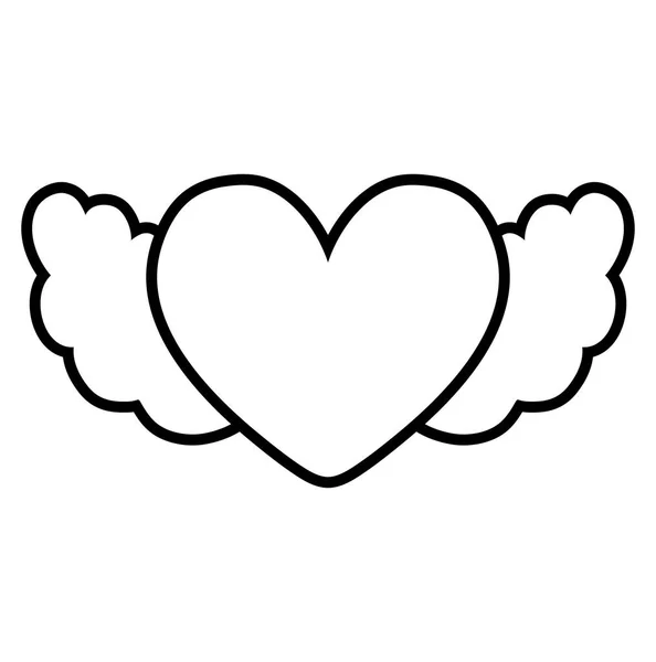 Amor de coração com asas cartão dos namorados — Vetor de Stock