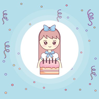 tatlı pasta ile şirin ve küçük kız