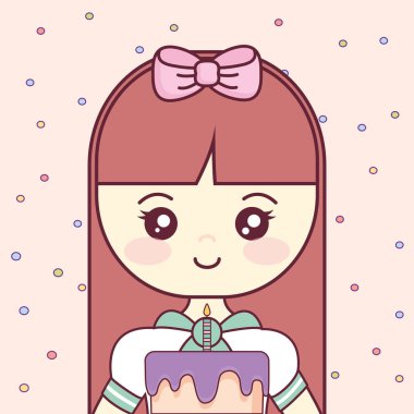 tatlı pasta ile şirin ve küçük kız