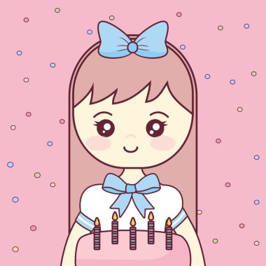 tatlı çöreğim vektör çizim tasarım ile şirin ve küçük kız