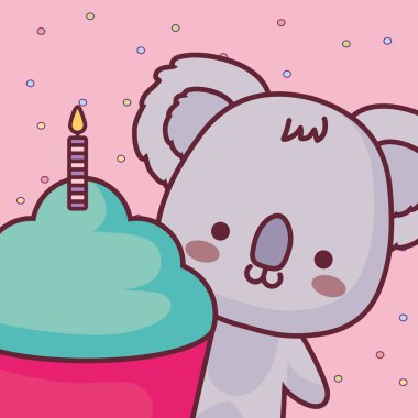 tatlı pasta ile şirin ve küçük koala