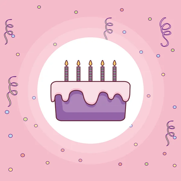 Sweet birthday cake with candles — Stock Vector