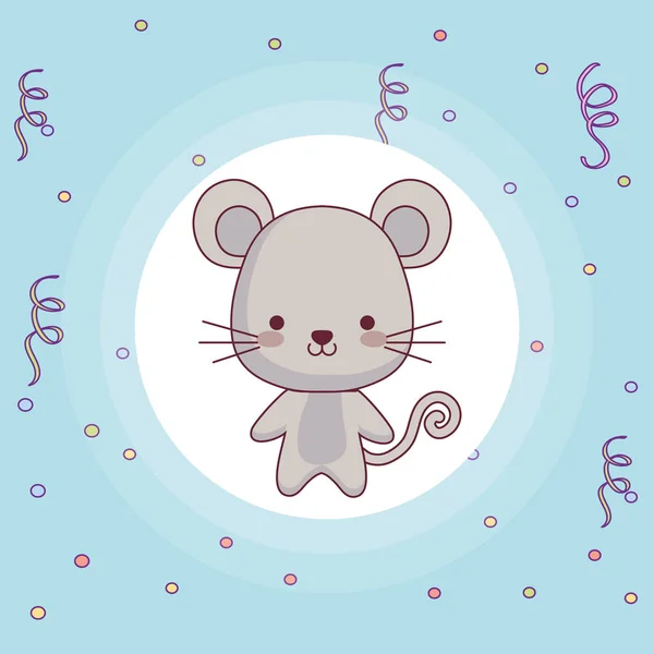 Lindo y pequeño personaje de ratón — Vector de stock