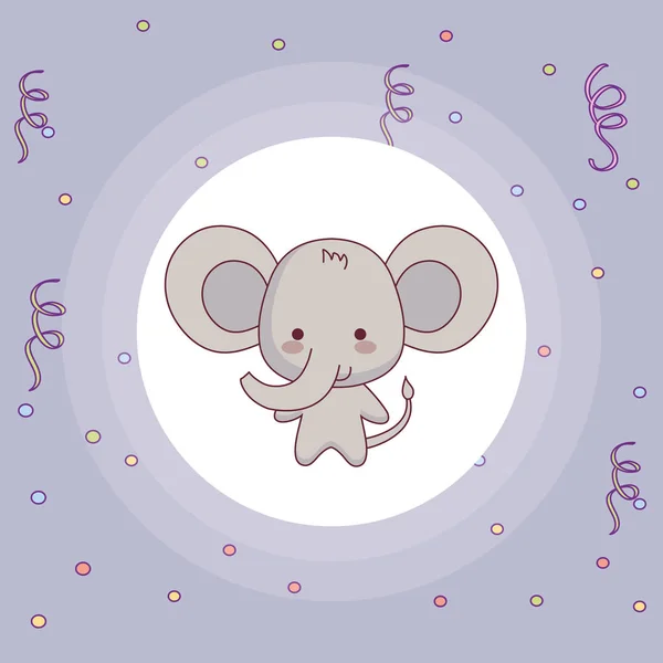 Lindo y pequeño personaje de elefante — Vector de stock