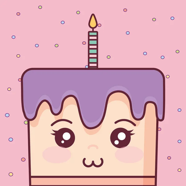 Gâteau d'anniversaire doux avec des bougies kawaii — Image vectorielle