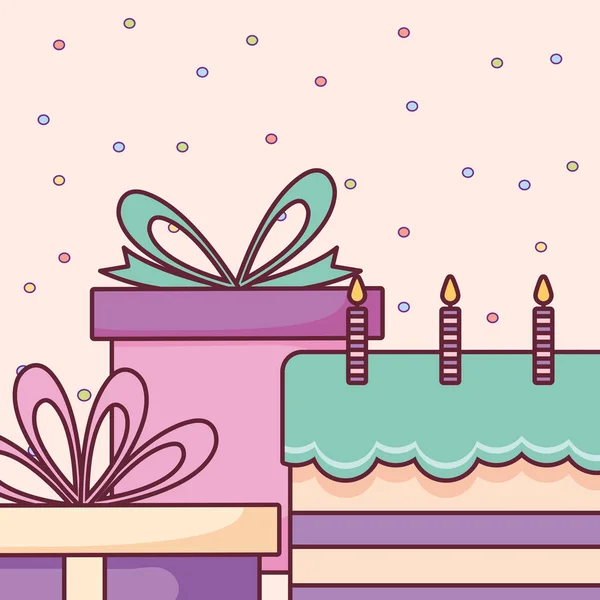 Süße Geburtstagstorte mit Kerzen — Stockvektor