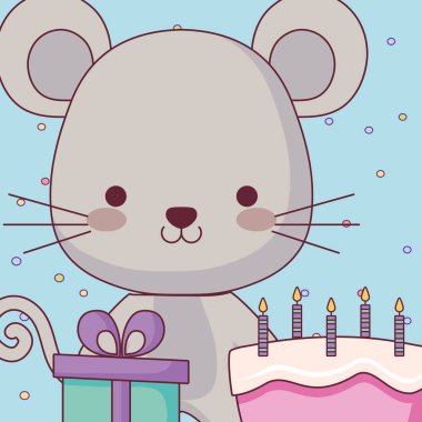 şirin ve küçük fare hediye vektör çizim tasarım ile