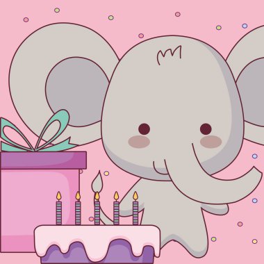 tatlı pasta ile şirin ve küçük fil