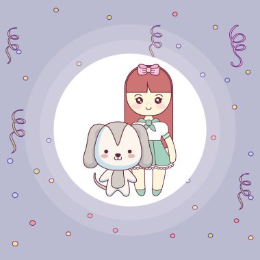 şirin ve küçük kız köpekle