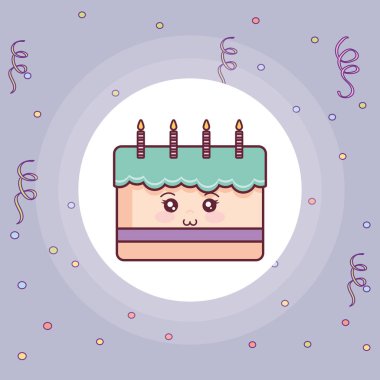 tatlı Doğum günü pastası mumlar kawaii ile